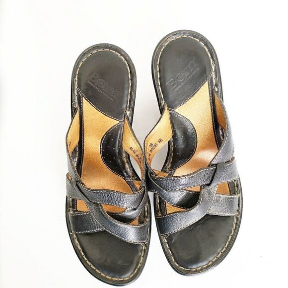 Born black slip on sandals wedge heel - Picture 1 of 8
